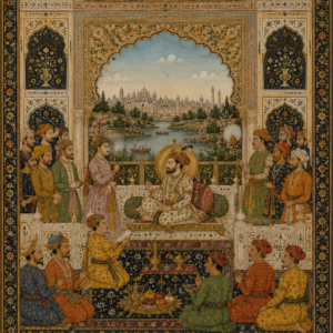 The Imperial Mughal Court: A Royal Assembly of Nobles and Courtiers